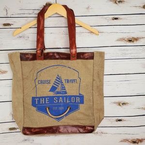 Purse Bag Sailor Cruise Travel Tote Canvas Leathe